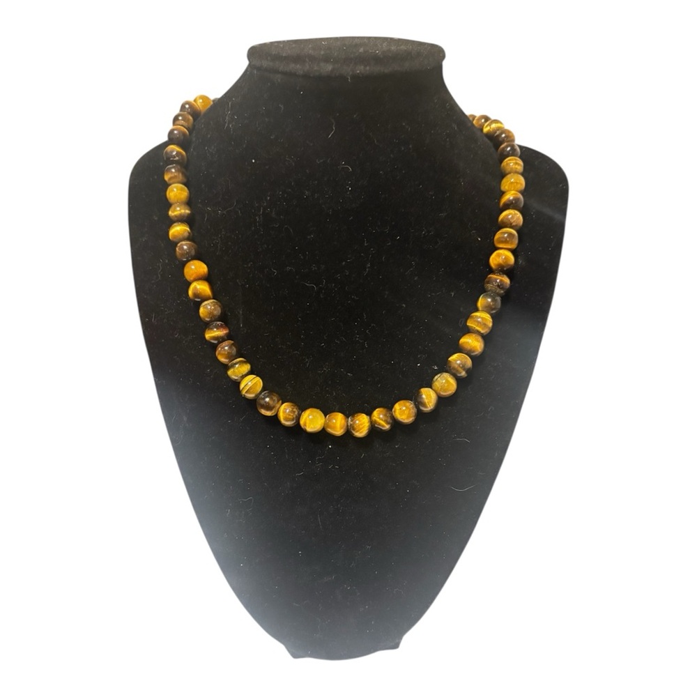 Tiger Eye Beaded Necklace - 16 inches - excellent condition